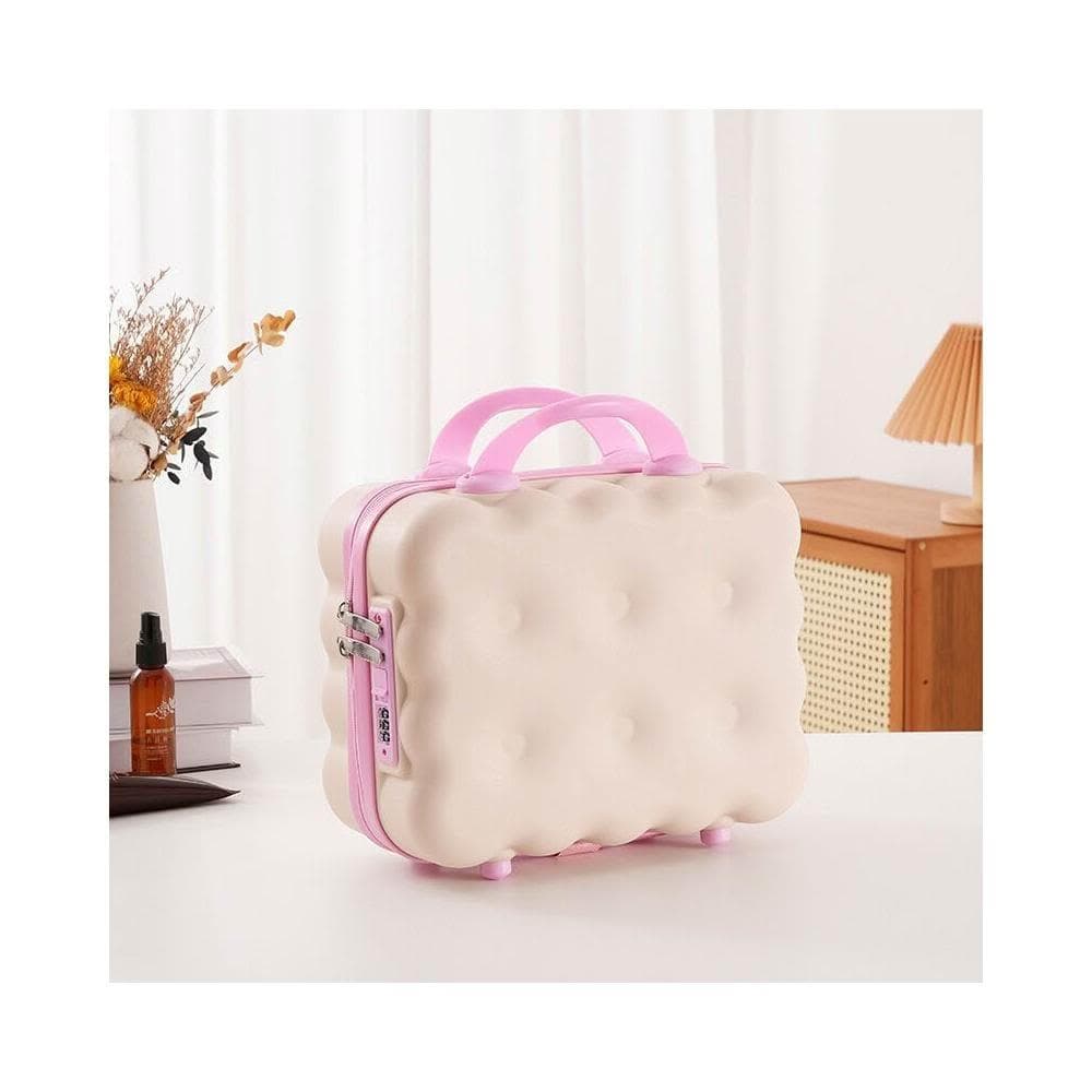 立式14寸手提箱餅幹化妝箱美甲箱卡通行李箱收納箱極簡手提化妝包收納洗漱包桌面收納包健身游泳旅行盥洗包美妝包大容量置物包