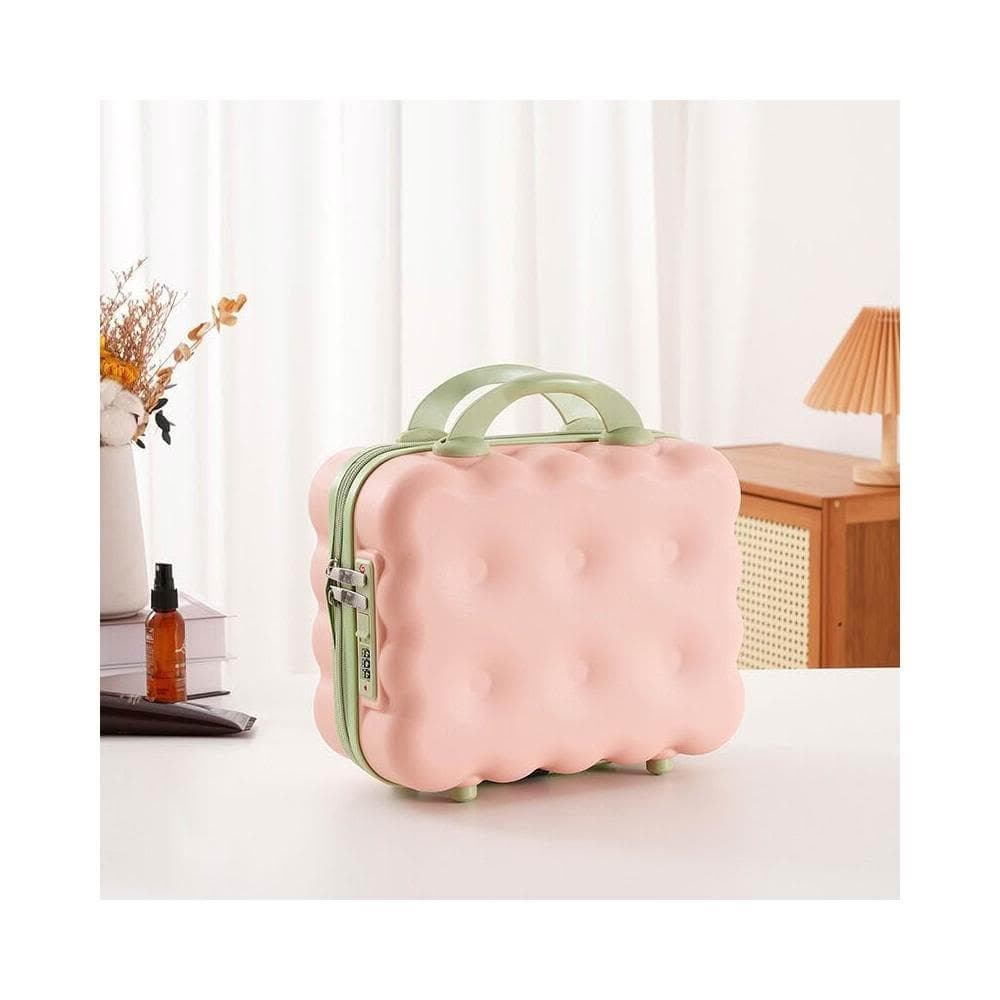 立式14寸手提箱餅幹化妝箱美甲箱卡通行李箱收納箱極簡手提化妝包收納洗漱包桌面收納包健身游泳旅行盥洗包美妝包大容量置物包