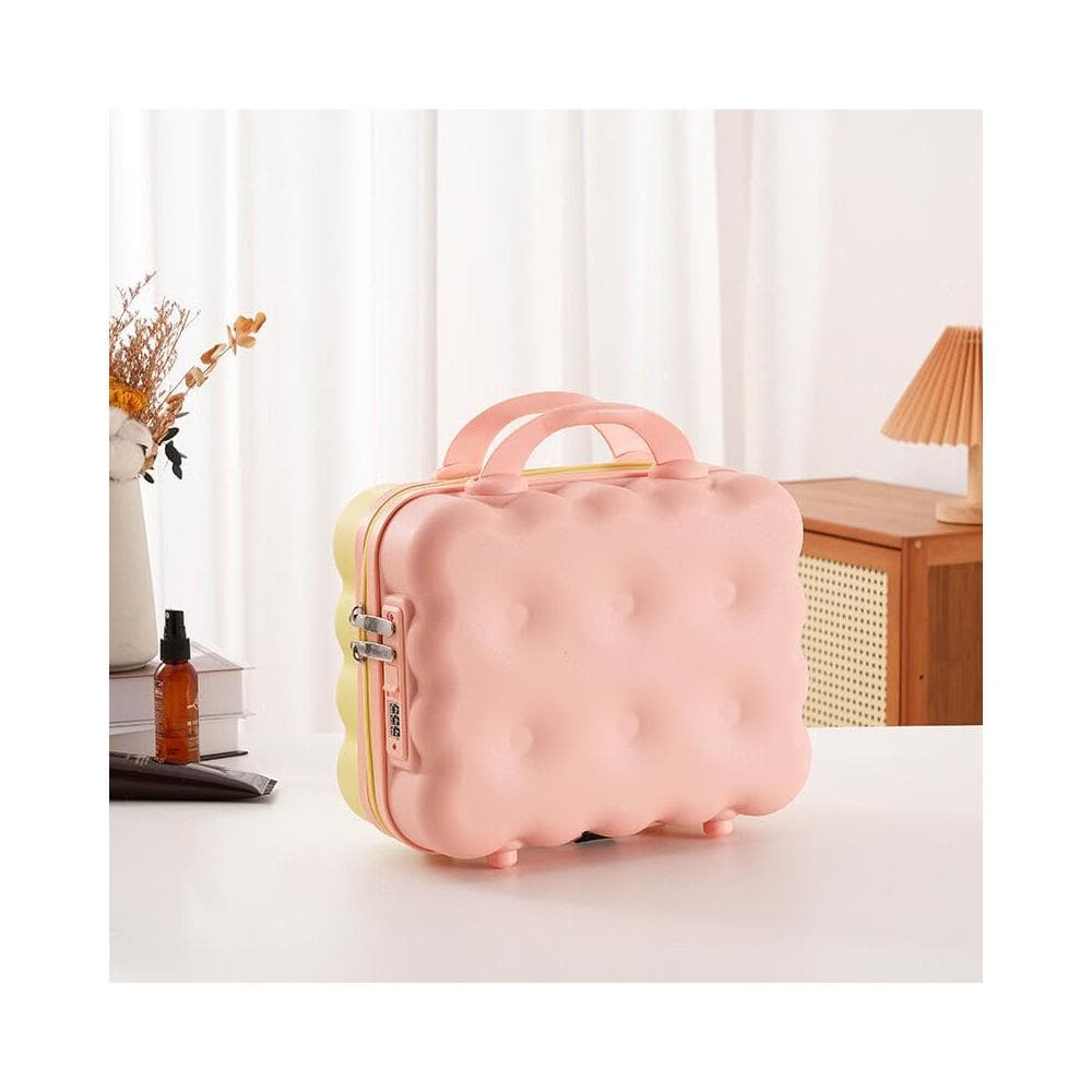 立式14寸手提箱餅幹化妝箱美甲箱卡通行李箱收納箱極簡手提化妝包收納洗漱包桌面收納包健身游泳旅行盥洗包美妝包大容量置物包