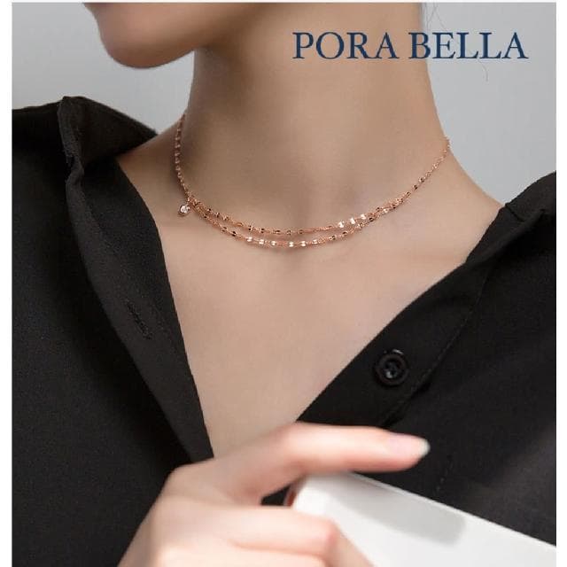 【Porabella】925純銀小鋯石雙鍊項鍊 小眾設計款ins風 情人節禮物 生日禮物 Necklace