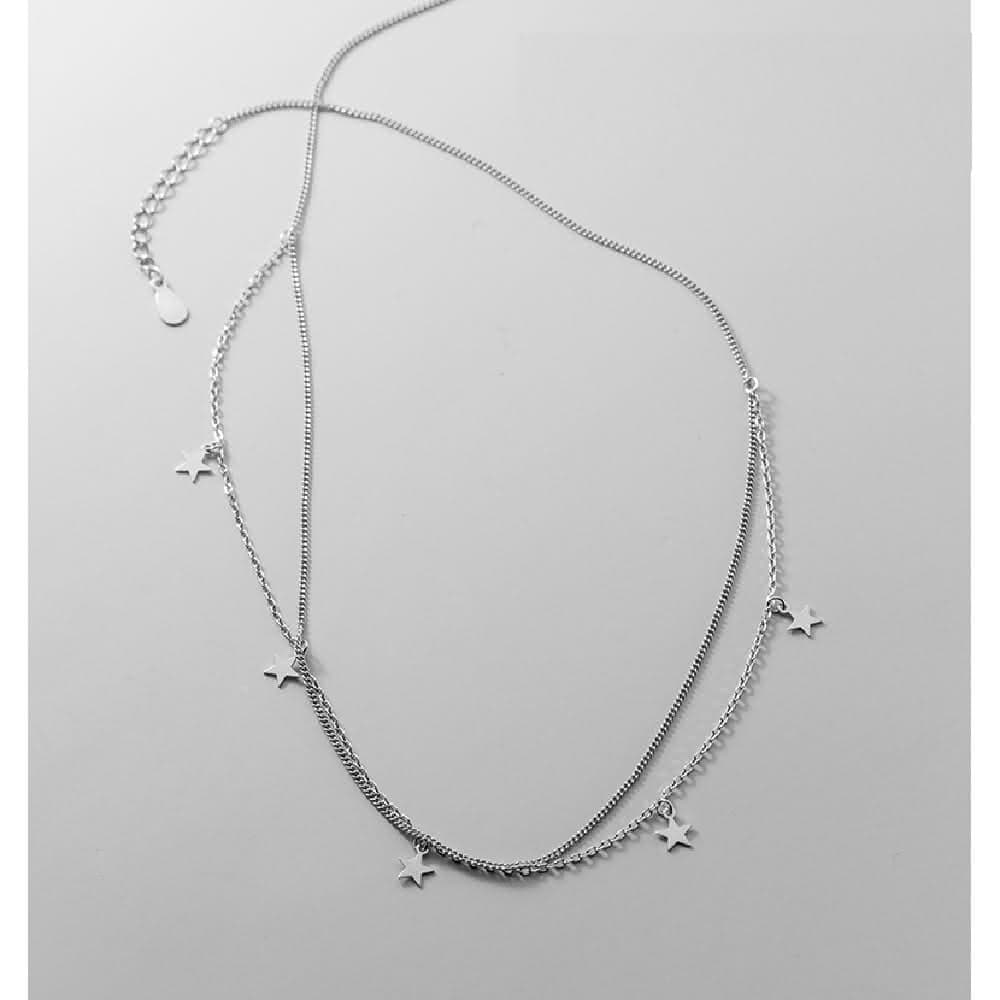 【Porabella】925純銀星星雙鍊項鍊 小眾設計款ins風 情人節禮物 生日禮物 Necklace