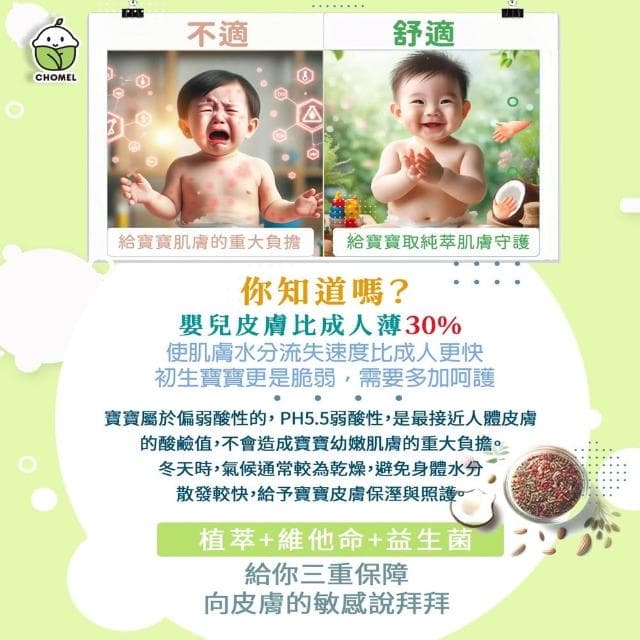 CHOMEL嬰兒用品 嬰兒植萃洗衣精/植萃全效清潔劑/嬰兒植萃洗髮沐浴乳/兒童植萃洗髮沐浴乳/ 嬰兒植萃乳液 嬰兒兒童