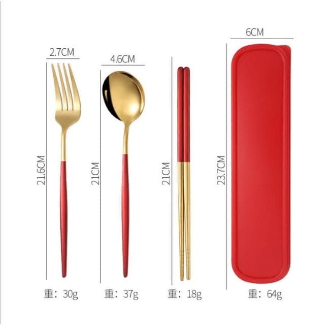 葡萄牙便攜餐具組 四件套 不鏽鋼餐具組 環保餐具組 葡萄牙餐具 不鏽鋼餐具 環保筷 筷子 湯匙 叉子 餐具