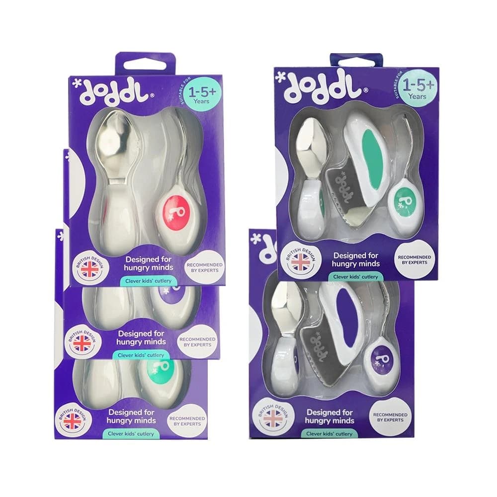 【Doddl】英國 doddl 兒童學習餐具 人體工學 嬰幼兒學習餐具 嬰兒學習餐具 收納盒 餐具 湯匙 叉子 二件組 三件組