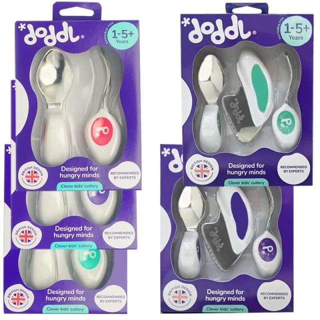 【Doddl】英國 doddl 兒童學習餐具 人體工學 嬰幼兒學習餐具 嬰兒學習餐具 收納盒 餐具 湯匙 叉子 二件組 三件組