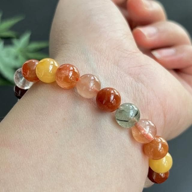 【Paiya 派亞】10mm福祿壽彩髮晶手鏈兔毛紅髮晶綠髮晶碧壐髮晶手串手環打造自信財運亨通