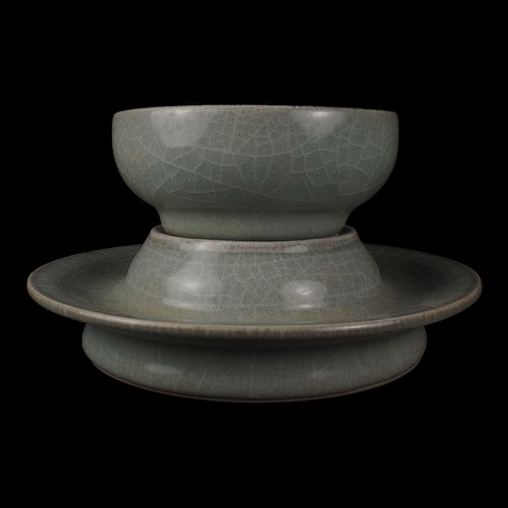 《博古珍藏》宋 官窯盞托 早期收藏 老件茶杯瓷器 博物館級文物