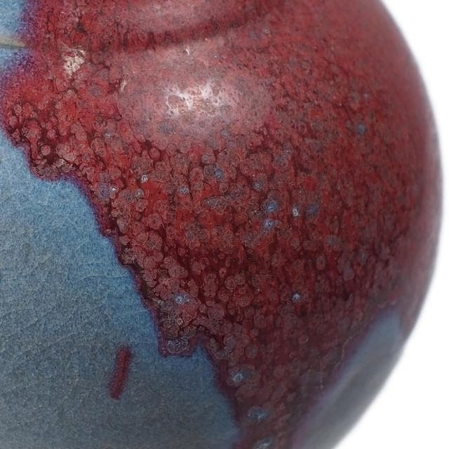 《博古珍藏》元 鈞窯天青釉紫斑蒜頭瓶 早期收藏 老件花瓶瓷器