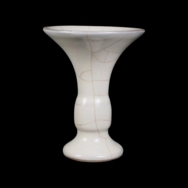 《博古珍藏》宋 官窯月白釉花觚 早期收藏 老件花瓶瓷器