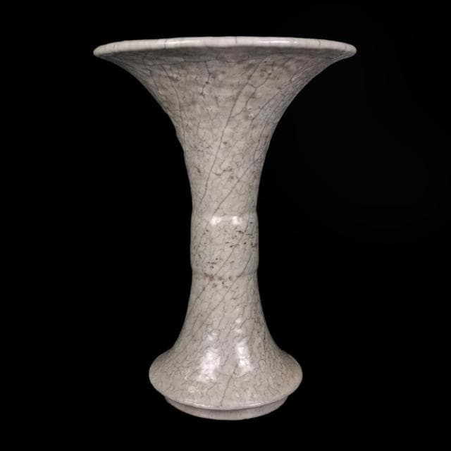 《博古珍藏》宋 哥窯米黃釉花觚 老件花瓶瓷器 早期收藏