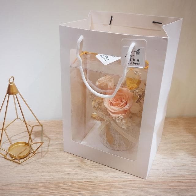 KIRA與花花藝小香風永生花盆花/心有暖陽/橘(生日禮物 情人節禮物 送禮 永生花 開幕送禮 喬遷)