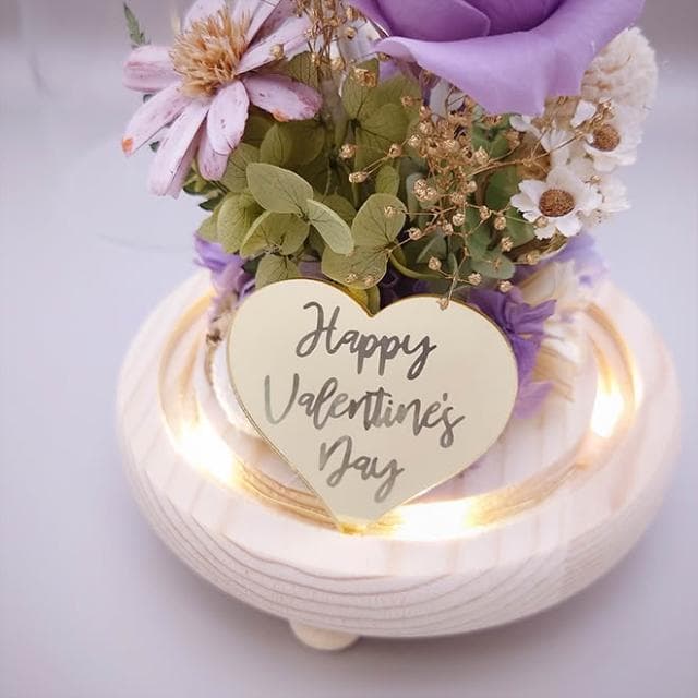 KIRA與花花藝 莫奈的紫 · 永生花LED玻璃罩夜燈/生日禮物/情人節禮物/送禮/永生花/開幕/母親節幕 喬遷)