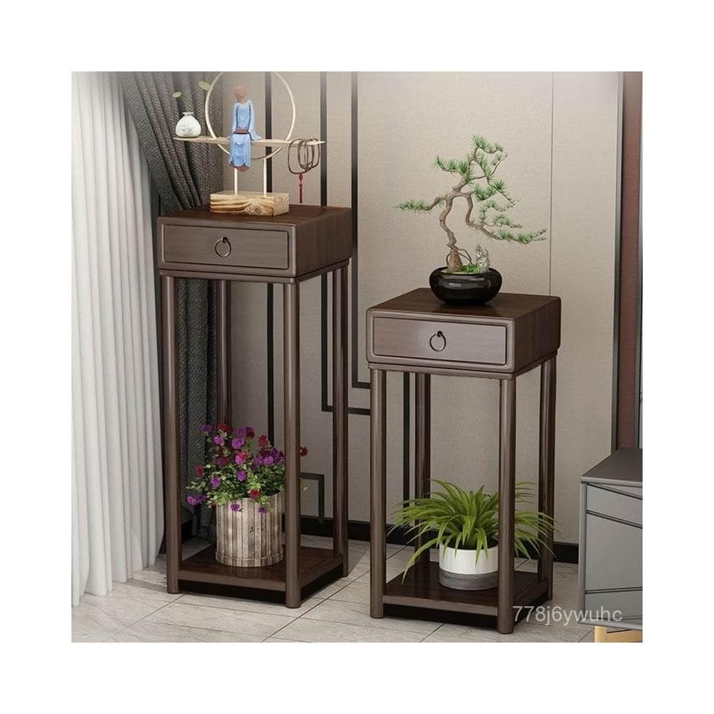 限時特惠🔥室內花架子客廳落地置物架實木新款高端擺件花盆架中式綠蘿植物架 聚寶盆架 盆栽架 展示邊桌 花瓶架 古董架