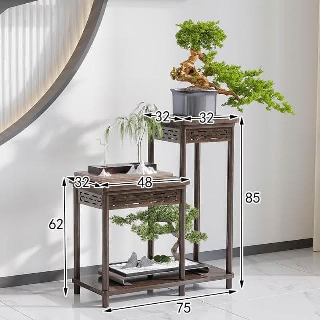 限時特惠🔥室內花架子客廳落地置物架實木新款高端擺件花盆架中式綠蘿植物架 聚寶盆架 盆栽架 展示邊桌 花瓶架 古董架