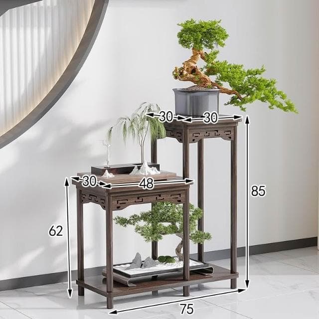 限時特惠🔥室內花架子客廳落地置物架實木新款高端擺件花盆架中式綠蘿植物架 聚寶盆架 盆栽架 展示邊桌 花瓶架 古董架
