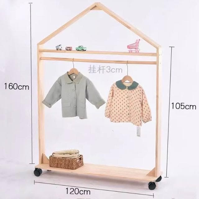 免運 可開髮票 兒童衣帽掛衣架臥室落地嬰幼兒可愛衣架掛衣桿實木收納衣服架子 兒童衣帽架落地 掛衣架 幼兒衣物收納置物架