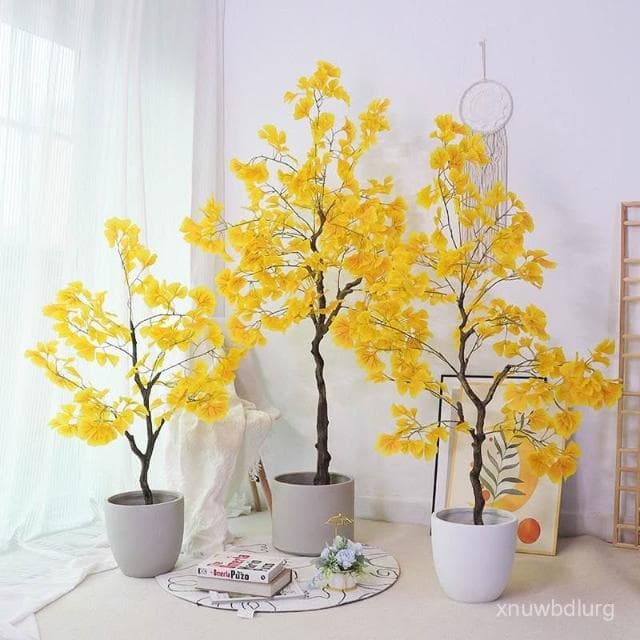 免運/下殺 仿真銀杏樹 人造盆栽 仿真植物 人造樹假植物 假盆栽 室內居家裝飾 落地盆造景 假花樹仿真