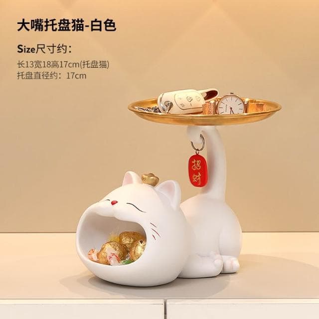 招財貓玄關鑰匙收納擺件入戶鞋櫃客廳桌面置物架家居裝飾喬遷禮品