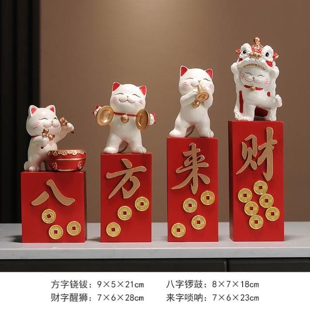 一桶金招財貓擺件喬遷開業禮物新中式客廳電視櫃公司收銀臺裝飾品