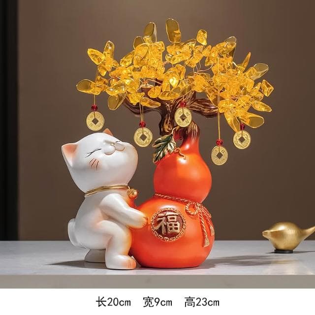 一桶金招財貓擺件喬遷開業禮物新中式客廳電視櫃公司收銀臺裝飾品