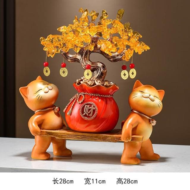 一桶金招財貓擺件喬遷開業禮物新中式客廳電視櫃公司收銀臺裝飾品