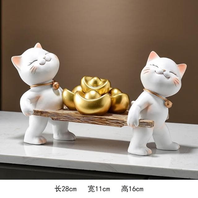 一桶金招財貓擺件喬遷開業禮物新中式客廳電視櫃公司收銀臺裝飾品