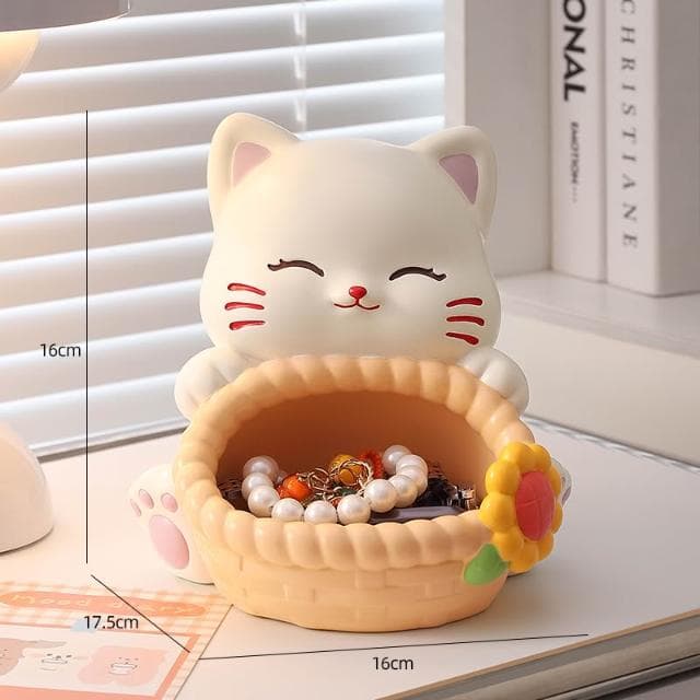 可愛招財貓鑰匙收納玄關擺件家居好物客廳桌面裝飾品喬遷新居禮物