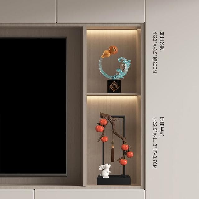 柿柿如意柿子家居飾品玄關櫃擺件新中式客廳酒櫃裝飾喬遷之喜禮物