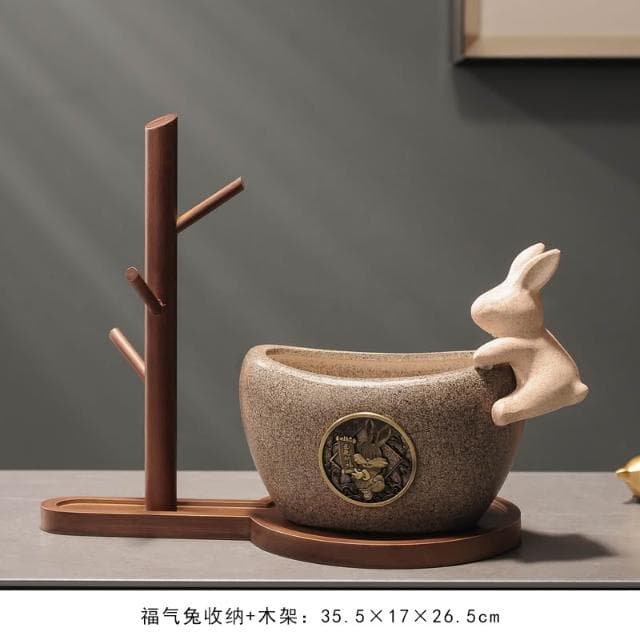 招財貓放鑰匙收納置物架擺件入戶門口玄關客廳喬遷新居禮品裝飾品