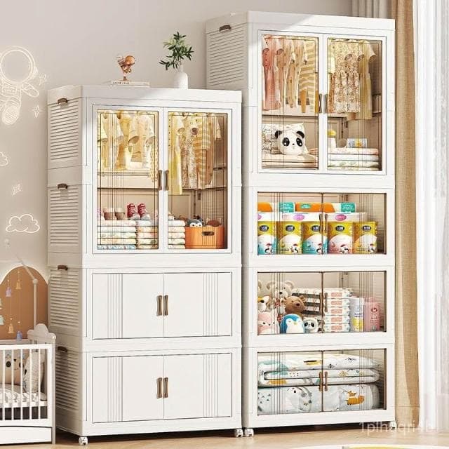 兒童衣櫃寶寶衣物收納櫃嬰兒衣櫥免安裝儲物櫃置物櫃家用臥室透明 衣櫃 衣櫥 收納櫃 置物櫃 儲物櫃