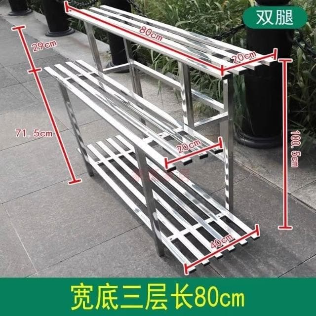不鏽鋼花架 盆栽架 花盆架 多肉架 陽臺客廳落地式鐵藝多肉置物架不銹鋼雙層花盆架子植物二層直立式