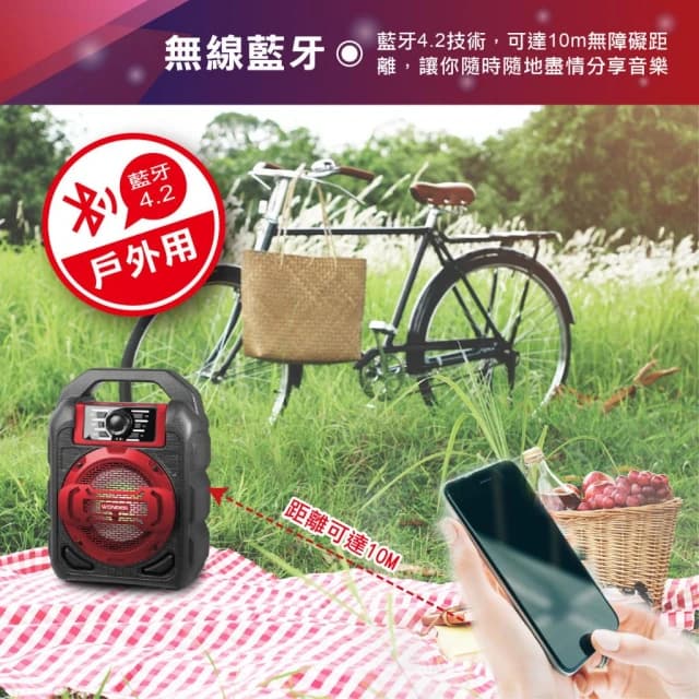 【WONDER 旺德】藍牙隨身KTV音響(WS-T034U)-藍牙/USB/TF/MP3/FM收音機