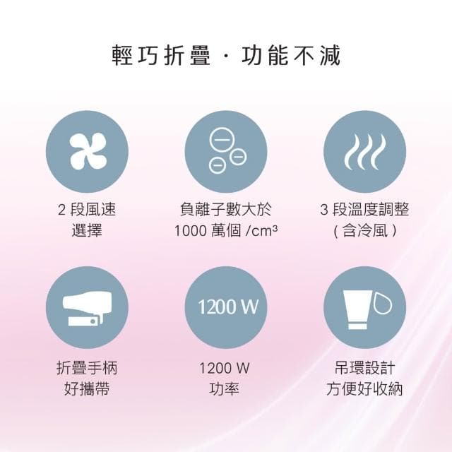 【AIWA 愛華】負離子吹風機 (AH-D33) 負離子/1200W/可折疊