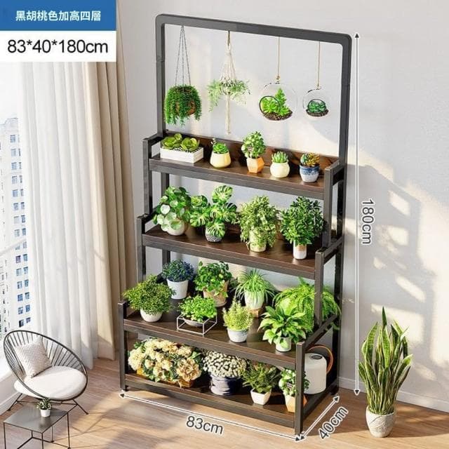 GUJIA顧家 花架 盆栽架 植物架 鐵藝花架 陽臺花架 花盆架 陽臺落地式 多層花架 加固擋板 粗實鋼架