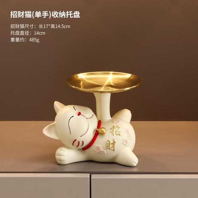 桃甜也居家生活 招財貓鑰匙收納玄關裝飾品擺設家居入戶門口鞋櫃客廳喬遷新居禮品