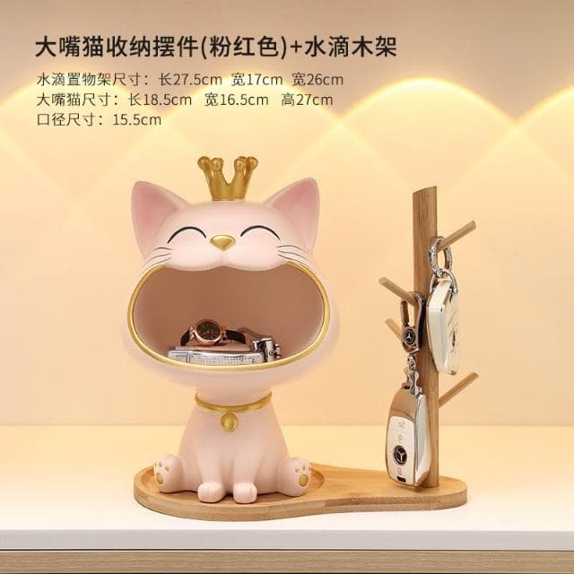 桃甜也居家生活 招財貓鑰匙收納玄關擺飾入戶門口鞋櫃新房家居裝飾品喬遷新居禮品