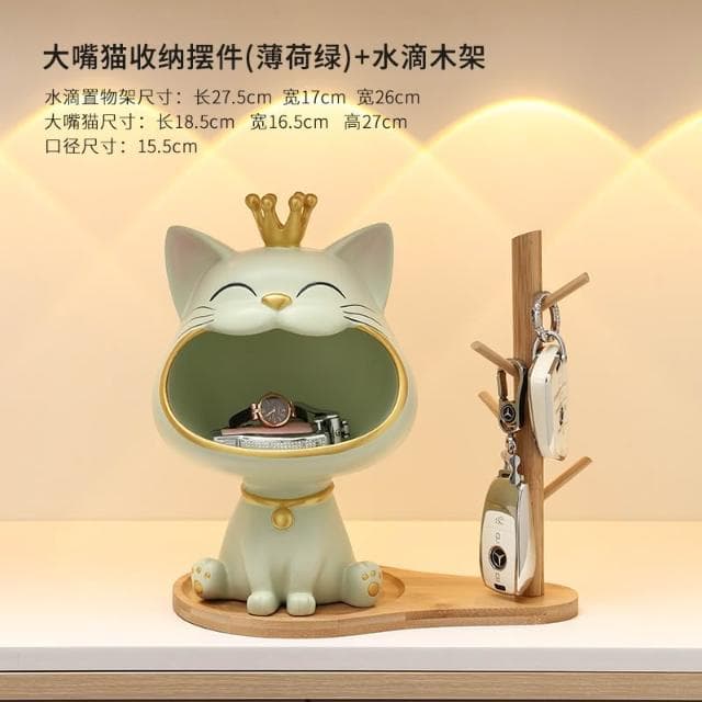 桃甜也居家生活 招財貓鑰匙收納玄關擺飾入戶門口鞋櫃新房家居裝飾品喬遷新居禮品