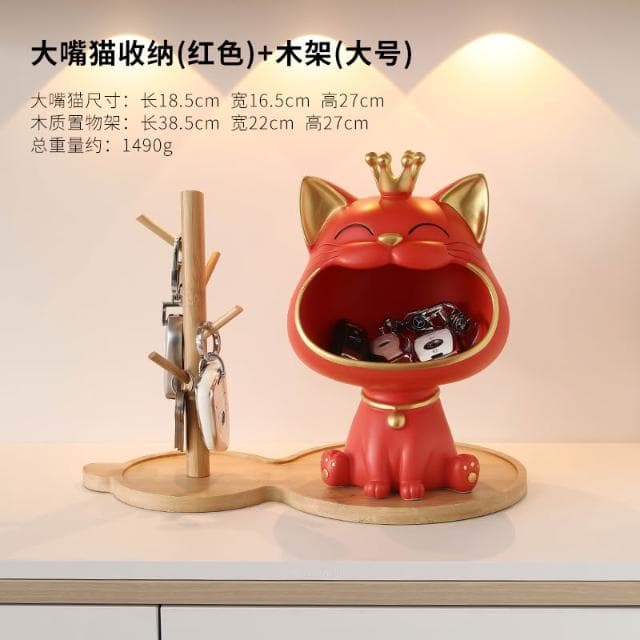 桃甜也居家生活 招財貓鑰匙收納玄關擺飾入戶門口鞋櫃新房家居裝飾品喬遷新居禮品