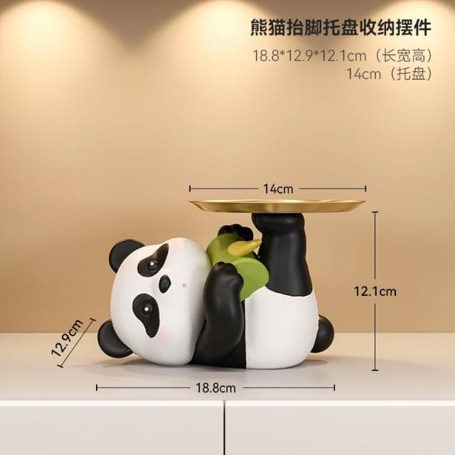 桃甜也居家生活 熊貓鑰匙收納玄關擺飾家居裝飾品入戶進門口客廳鞋櫃喬遷新居禮品