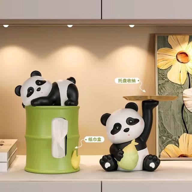 桃甜也居家生活 熊貓鑰匙收納玄關擺飾家居裝飾品入戶進門口客廳鞋櫃喬遷新居禮品
