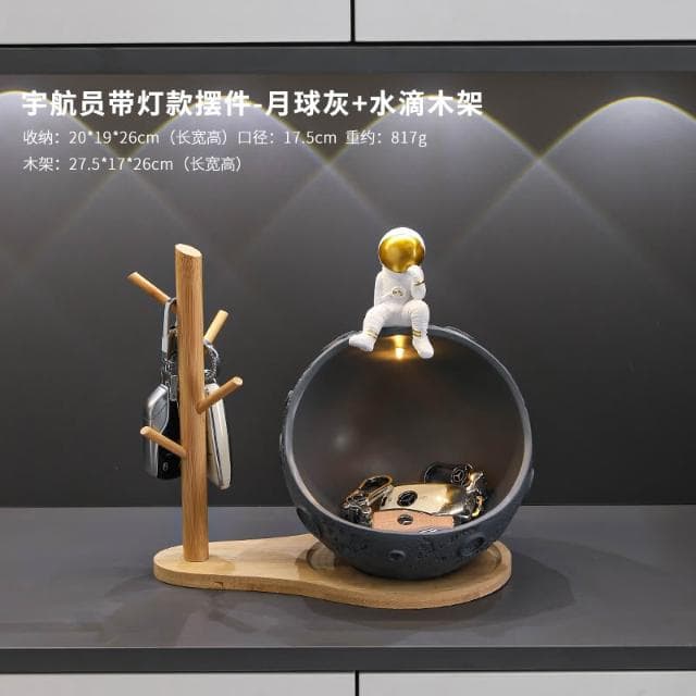 桃甜也居家生活 太空人鑰匙收納玄關擺件入戶進門鞋櫃客廳家居裝飾品喬遷新居禮物