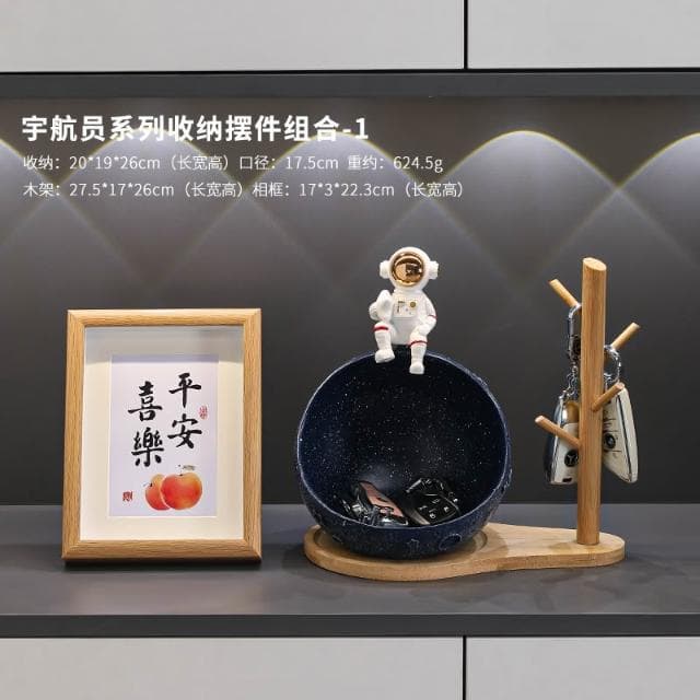 桃甜也居家生活 太空人鑰匙收納玄關擺件入戶進門鞋櫃客廳家居裝飾品喬遷新居禮物