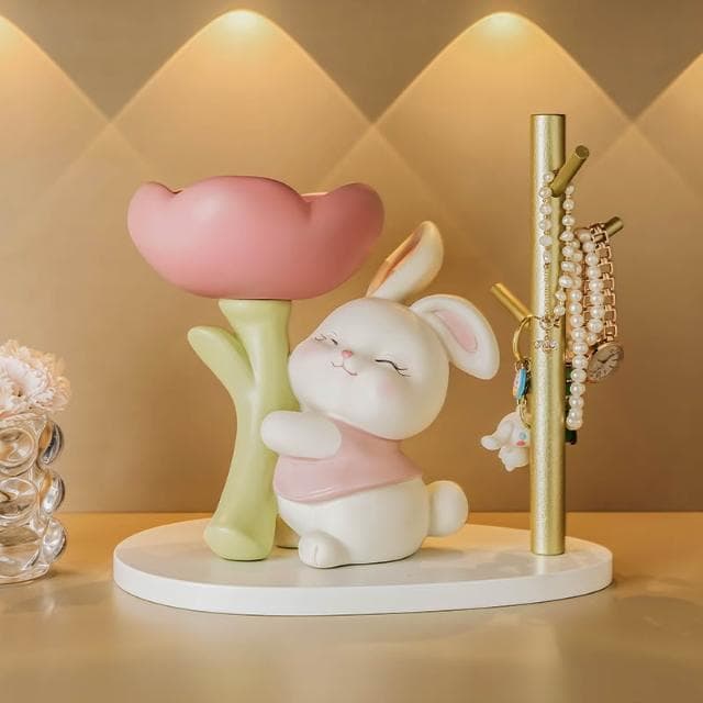 桃甜也居家生活 奶油風兔玄關擺件鑰匙收納置物架入戶鞋櫃家居裝飾喬遷新居禮物