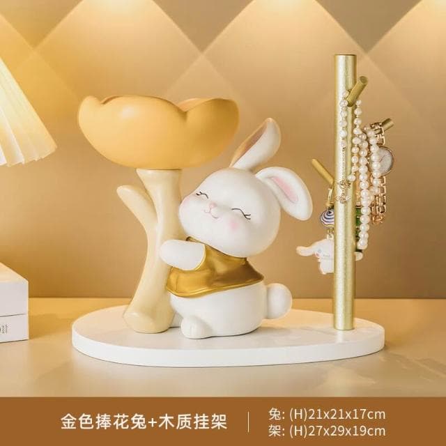 桃甜也居家生活 奶油風兔玄關擺件鑰匙收納置物架入戶鞋櫃家居裝飾喬遷新居禮物