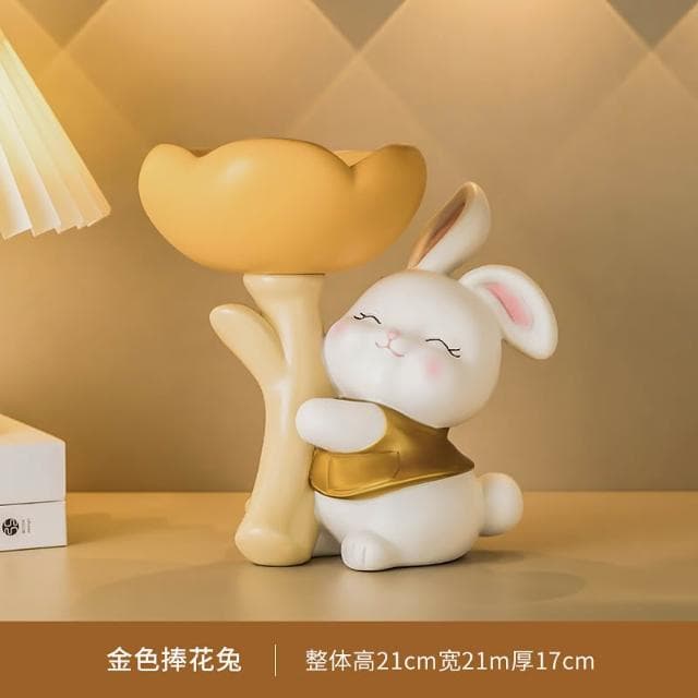 桃甜也居家生活 奶油風兔玄關擺件鑰匙收納置物架入戶鞋櫃家居裝飾喬遷新居禮物