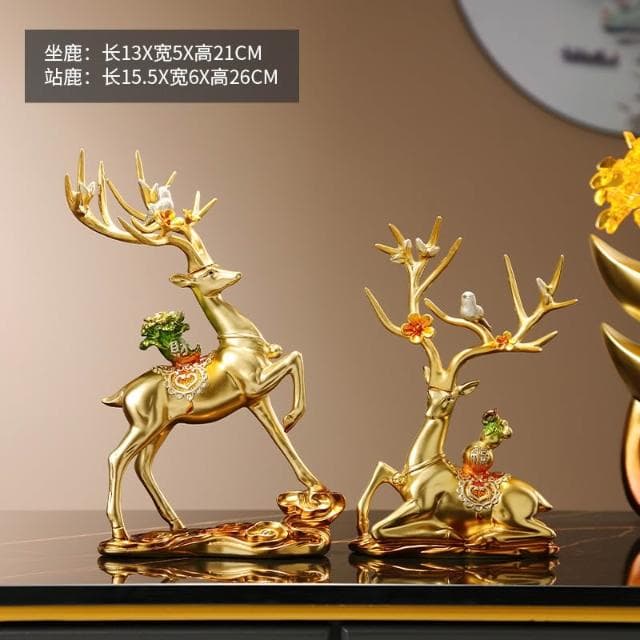 桃甜也居家生活 招財福鹿擺飾客廳電視櫃酒櫃玄關喬遷新居結婚禮物軟裝家居飾品