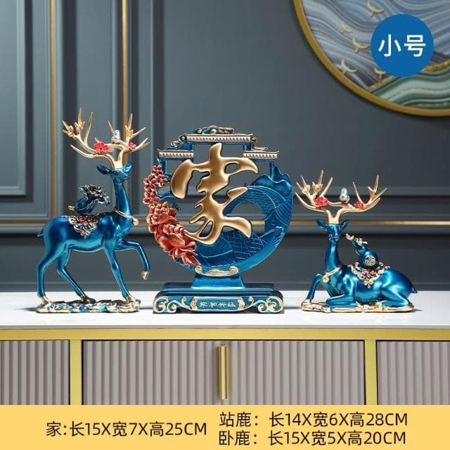 桃甜也居家生活 招財福鹿擺飾客廳電視櫃酒櫃玄關喬遷新居結婚禮物軟裝家居飾品