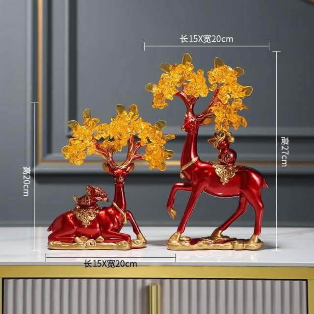 桃甜也居家生活 招財福鹿擺飾客廳電視櫃酒櫃玄關喬遷新居結婚禮物軟裝家居飾品