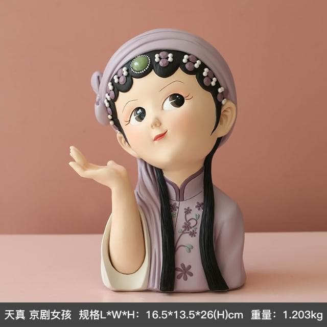 桃甜也居家生活 國潮藝術京劇女孩擺飾家居裝飾品客廳電視櫃酒櫃玄關喬遷新居禮品