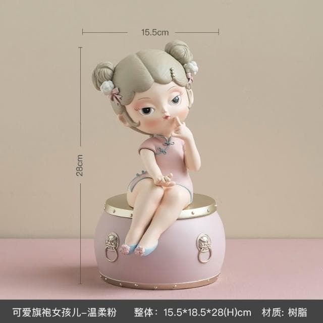 桃甜也居家生活 國潮藝術京劇女孩擺飾家居裝飾品客廳電視櫃酒櫃玄關喬遷新居禮品